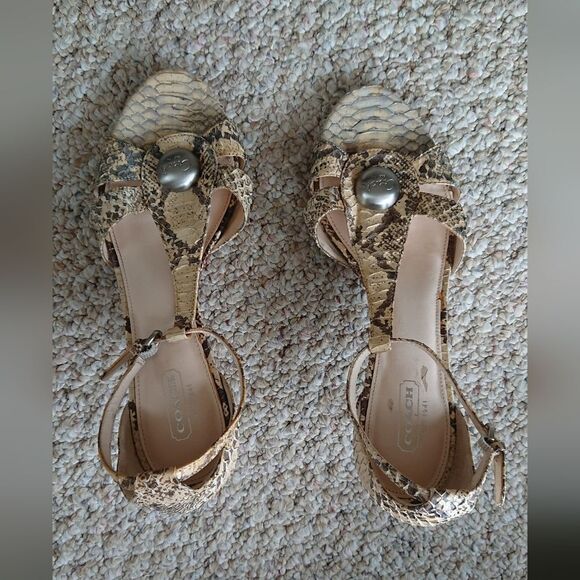 Coach Hellena Snake Python Sandals Size 8.5B - Picture 4 of 11